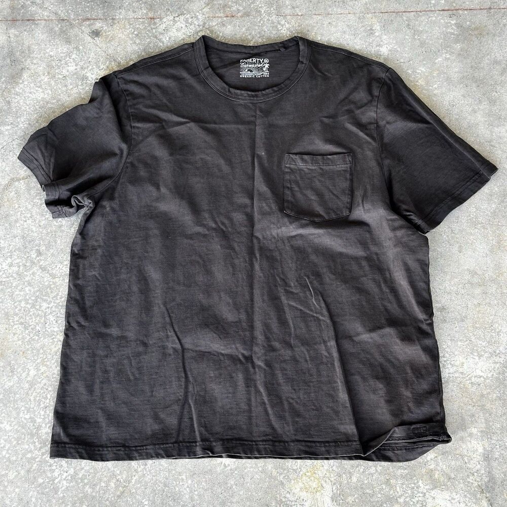 Faherty T Shirt Men XXL Grey Sunwashed Organic Cotton Pocket Crewneck Basic Tee
